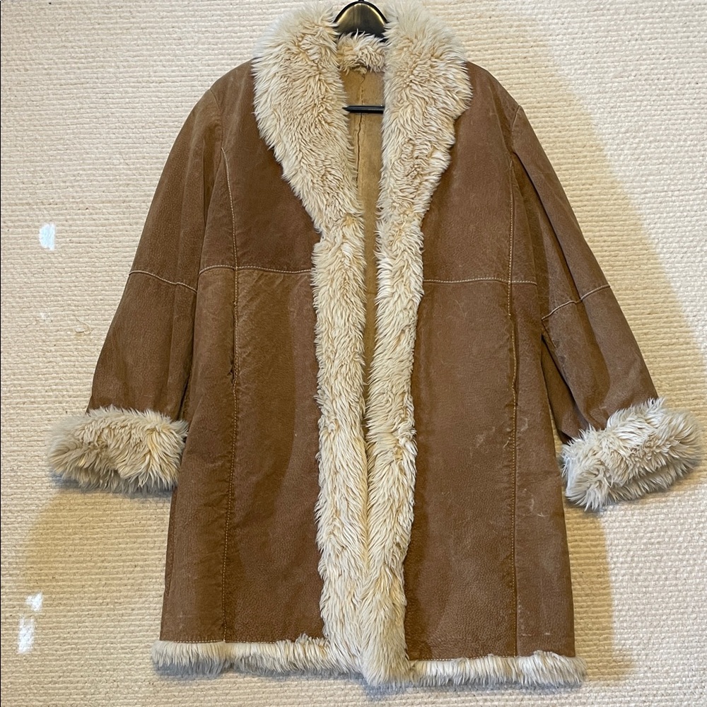 Wilson’s Genuine Leather Shearling Coat with Cream Trim